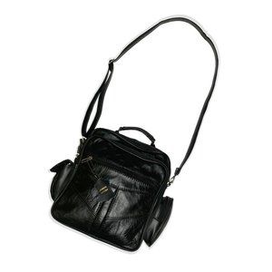 VINTAGE QUILTED BLACK LEATHER CROSSBODY BAG